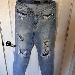 Judy Blue Women's Paint Splattered  Blue Jeans